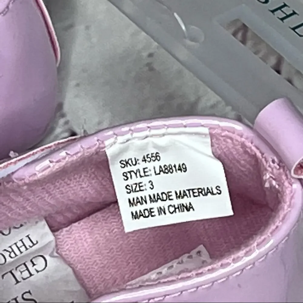 Laura Ashley Baby Girl Flower Jewel Crib Style Pink Shoes Sz 3